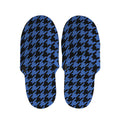 Blue And Black Houndstooth Print Slippers