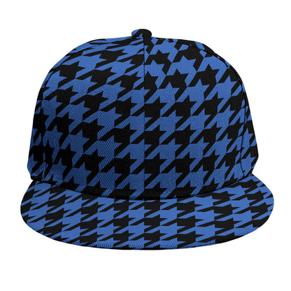 Blue And Black Houndstooth Print Snapback Cap