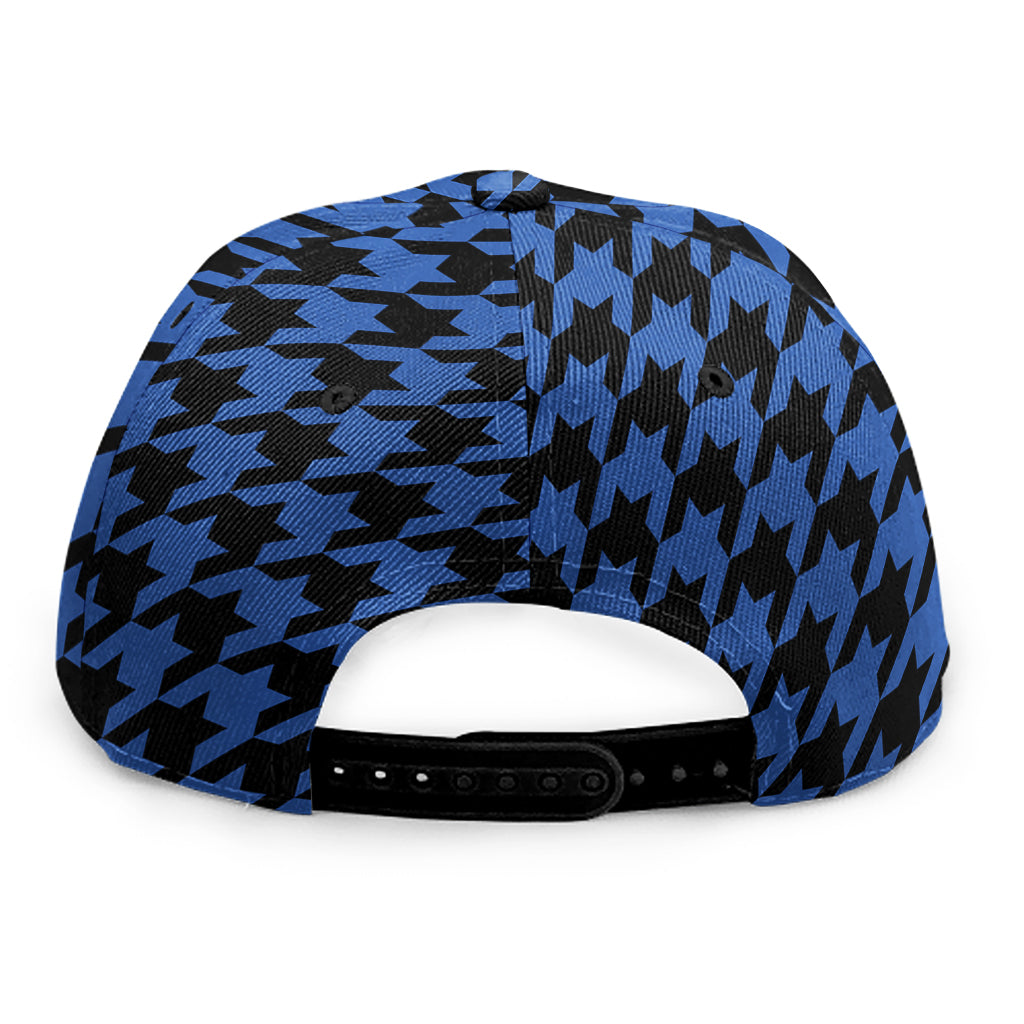 Blue And Black Houndstooth Print Snapback Cap