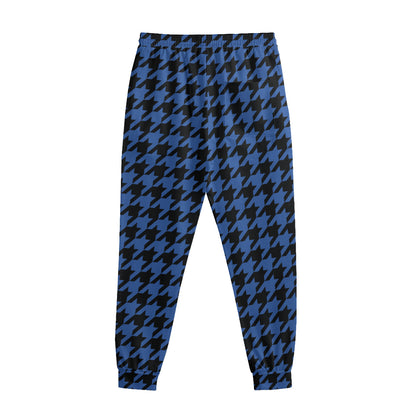 Blue And Black Houndstooth Print Sweatpants