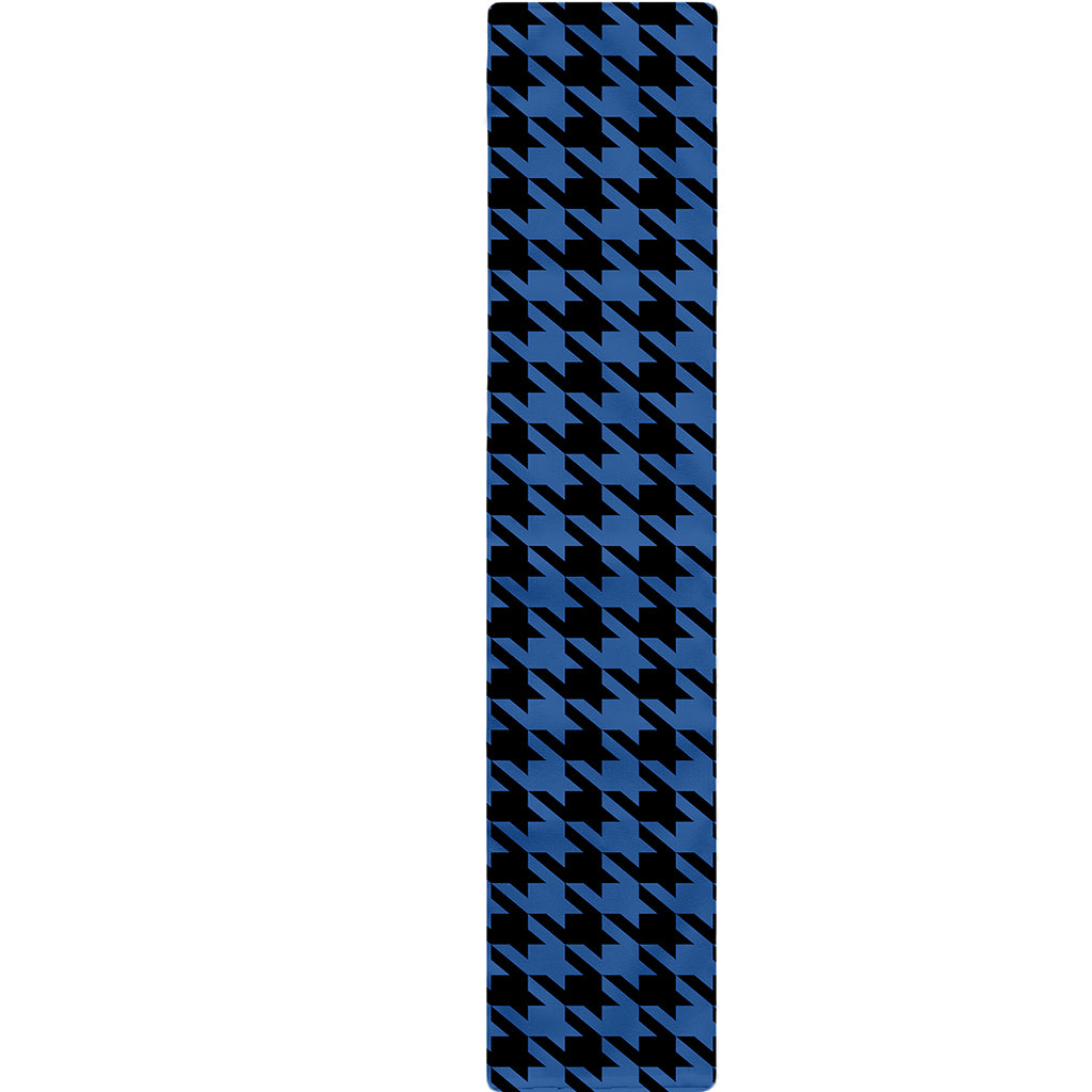 Blue And Black Houndstooth Print Table Runner