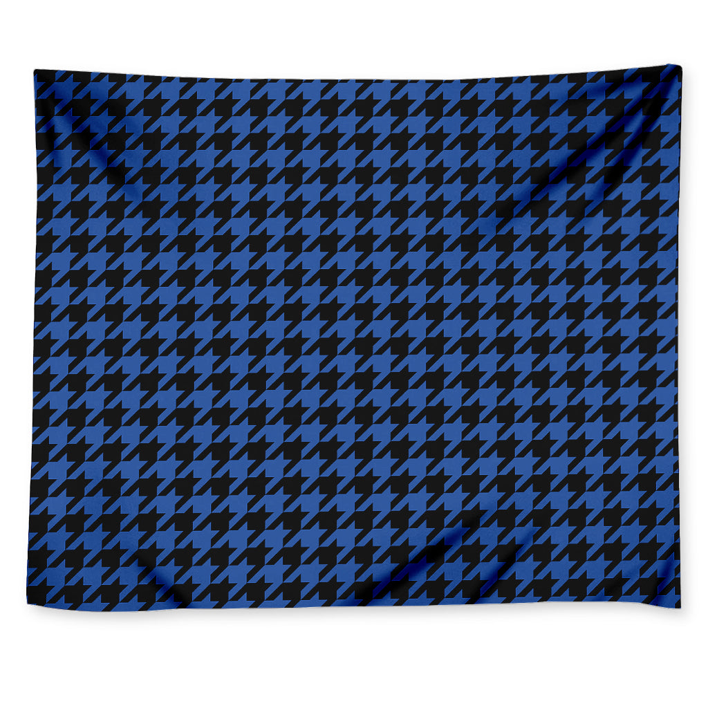 Blue And Black Houndstooth Print Tapestry
