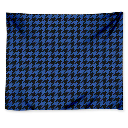 Blue And Black Houndstooth Print Tapestry