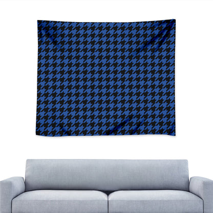 Blue And Black Houndstooth Print Tapestry