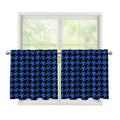 Blue And Black Houndstooth Print Tier Curtains