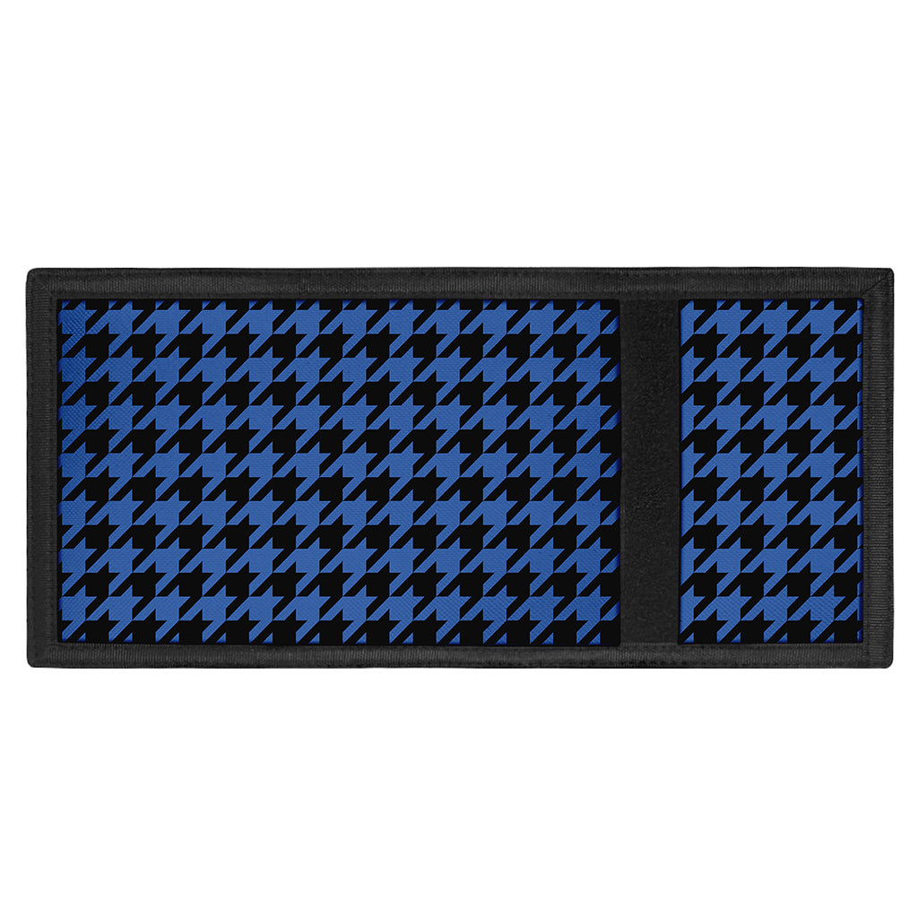 Blue And Black Houndstooth Print Trifold Wallet