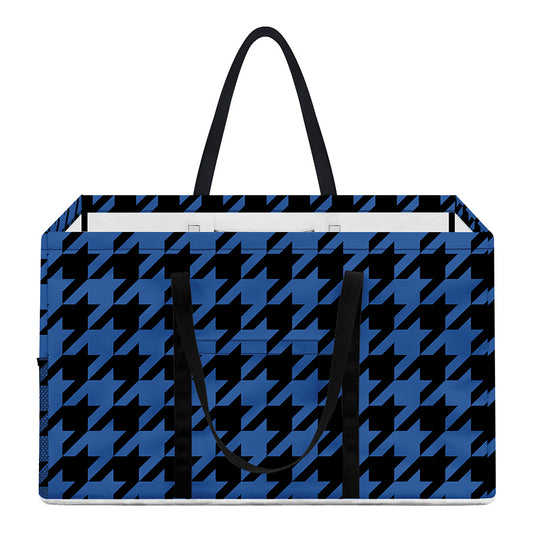 Blue And Black Houndstooth Print Utility Tote Bag