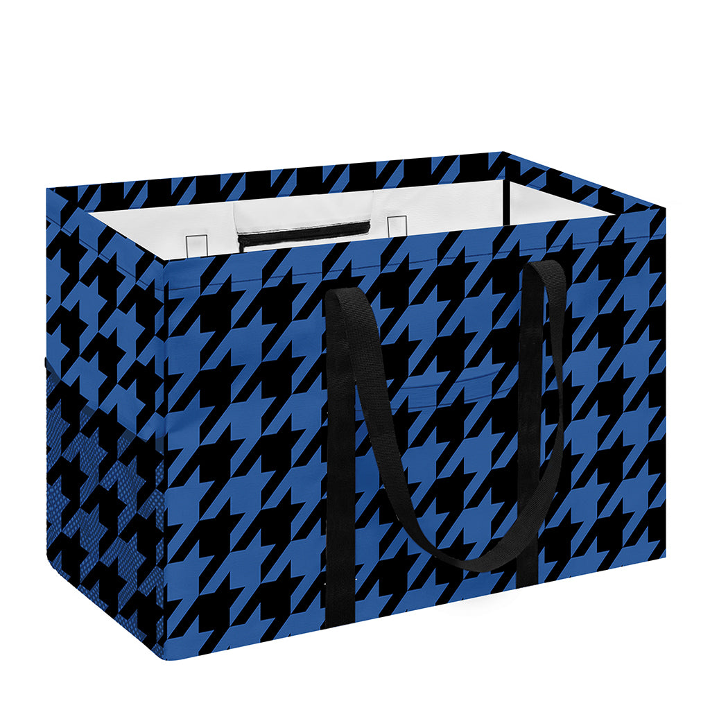 Blue And Black Houndstooth Print Utility Tote Bag