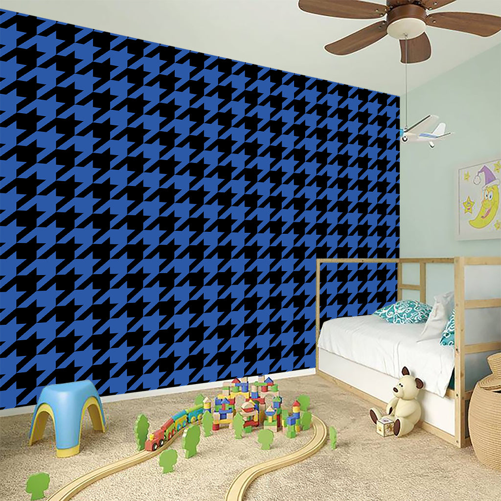 Blue And Black Houndstooth Print Wall Sticker