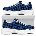 Blue And Black Houndstooth Print White Chunky Shoes