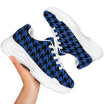 Blue And Black Houndstooth Print White Chunky Shoes