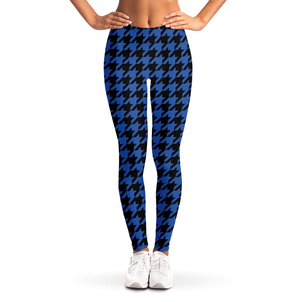Blue And Black Houndstooth Print Women's Leggings