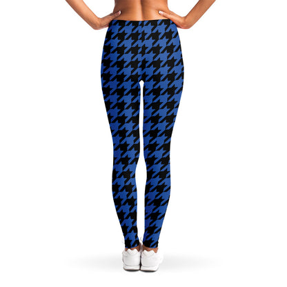 Blue And Black Houndstooth Print Women's Leggings