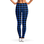 Blue And Black Houndstooth Print Women's Leggings