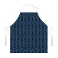 Blue And Black Japanese Pattern Print Adjustable Apron