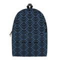 Blue And Black Japanese Pattern Print School Backpack