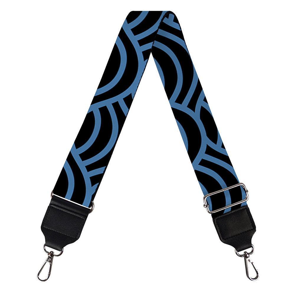 Blue And Black Japanese Pattern Print Bag Strap