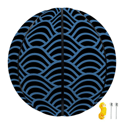 Blue And Black Japanese Pattern Print Basketball