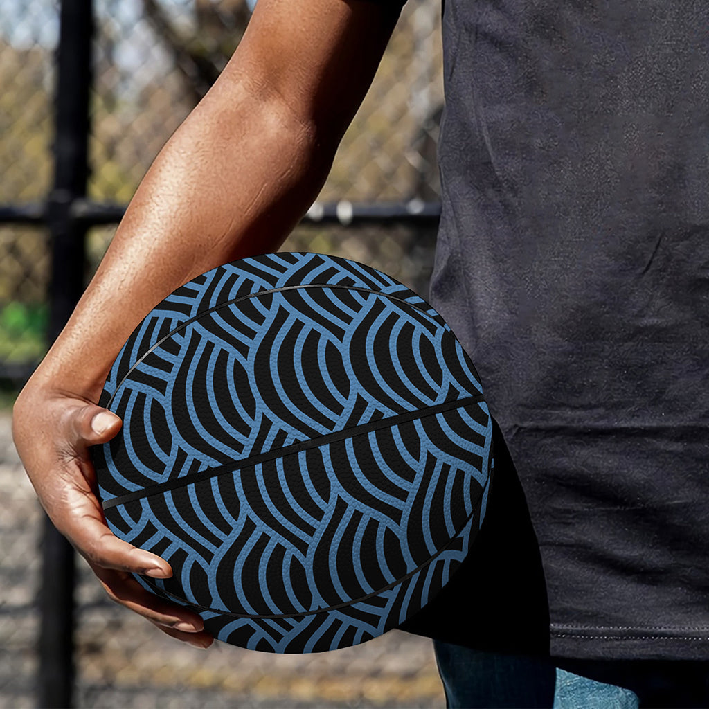 Blue And Black Japanese Pattern Print Basketball