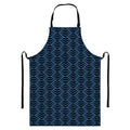 Blue And Black Japanese Pattern Print Bib Apron With Pocket