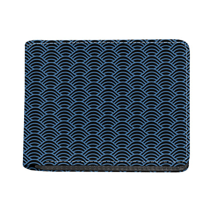 Blue And Black Japanese Pattern Print Bifold Wallet