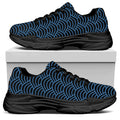 Blue And Black Japanese Pattern Print Black Chunky Shoes