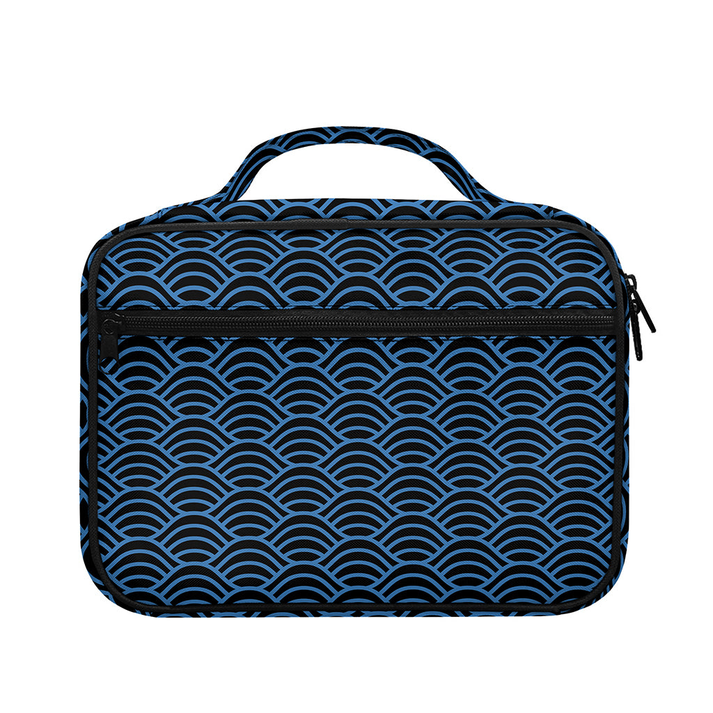 Blue And Black Japanese Pattern Print Briefcase Bible Bag