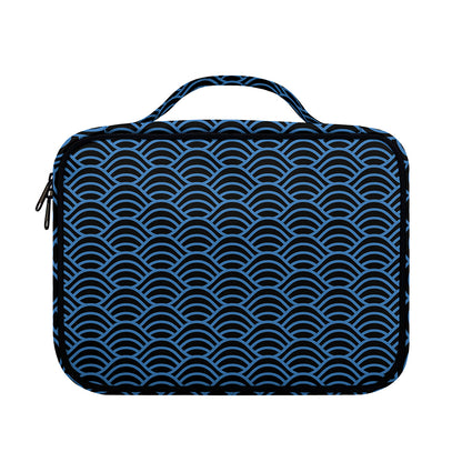 Blue And Black Japanese Pattern Print Briefcase Bible Bag