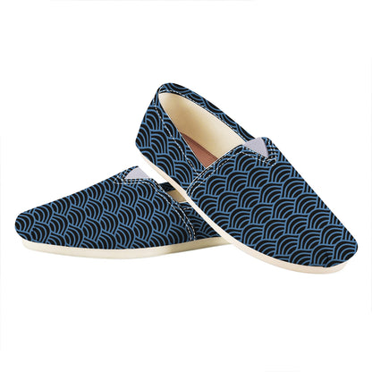 Blue And Black Japanese Pattern Print Casual Shoes