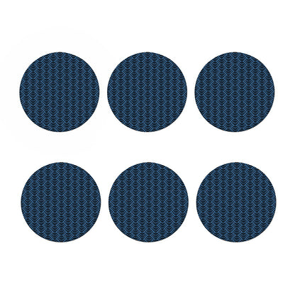 Blue And Black Japanese Pattern Print Coaster Set