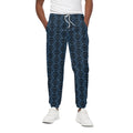 Blue And Black Japanese Pattern Print Cotton Sweatpants