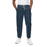 Blue And Black Japanese Pattern Print Cotton Pants