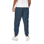 Blue And Black Japanese Pattern Print Cotton Pants