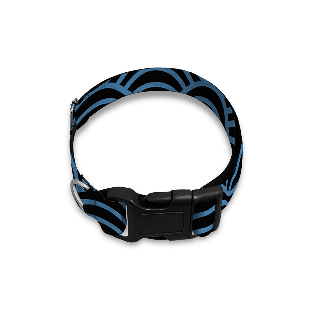 Blue And Black Japanese Pattern Print Dog Collar