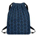 Blue And Black Japanese Pattern Print Drawstring Backpack