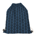 Blue And Black Japanese Pattern Print Drawstring Bag