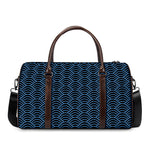 Blue And Black Japanese Pattern Print Duffle Bag
