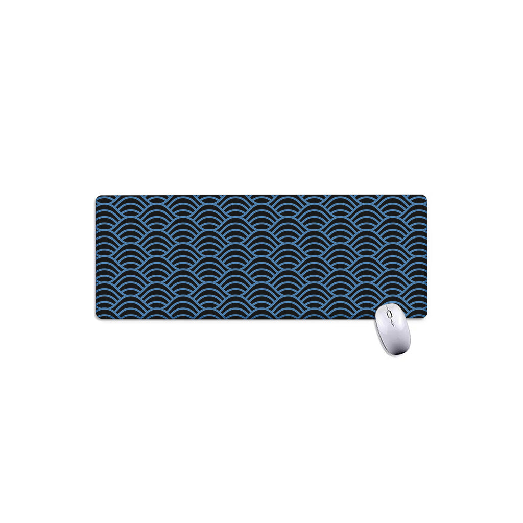 Blue And Black Japanese Pattern Print Extended Mouse Pad