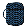 Blue And Black Japanese Pattern Print Front Pocket Bible Bag