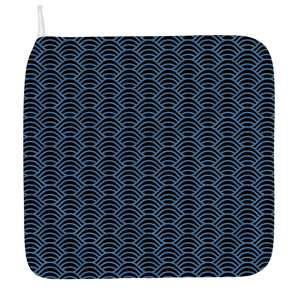 Blue And Black Japanese Pattern Print Hand Towel