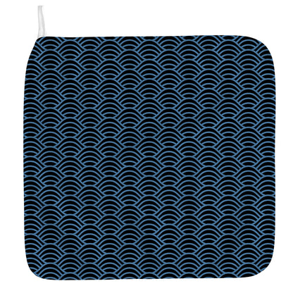 Blue And Black Japanese Pattern Print Hand Towel