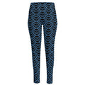 Blue And Black Japanese Pattern Print High-Waisted Pocket Leggings