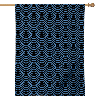 Blue And Black Japanese Pattern Print House Flag