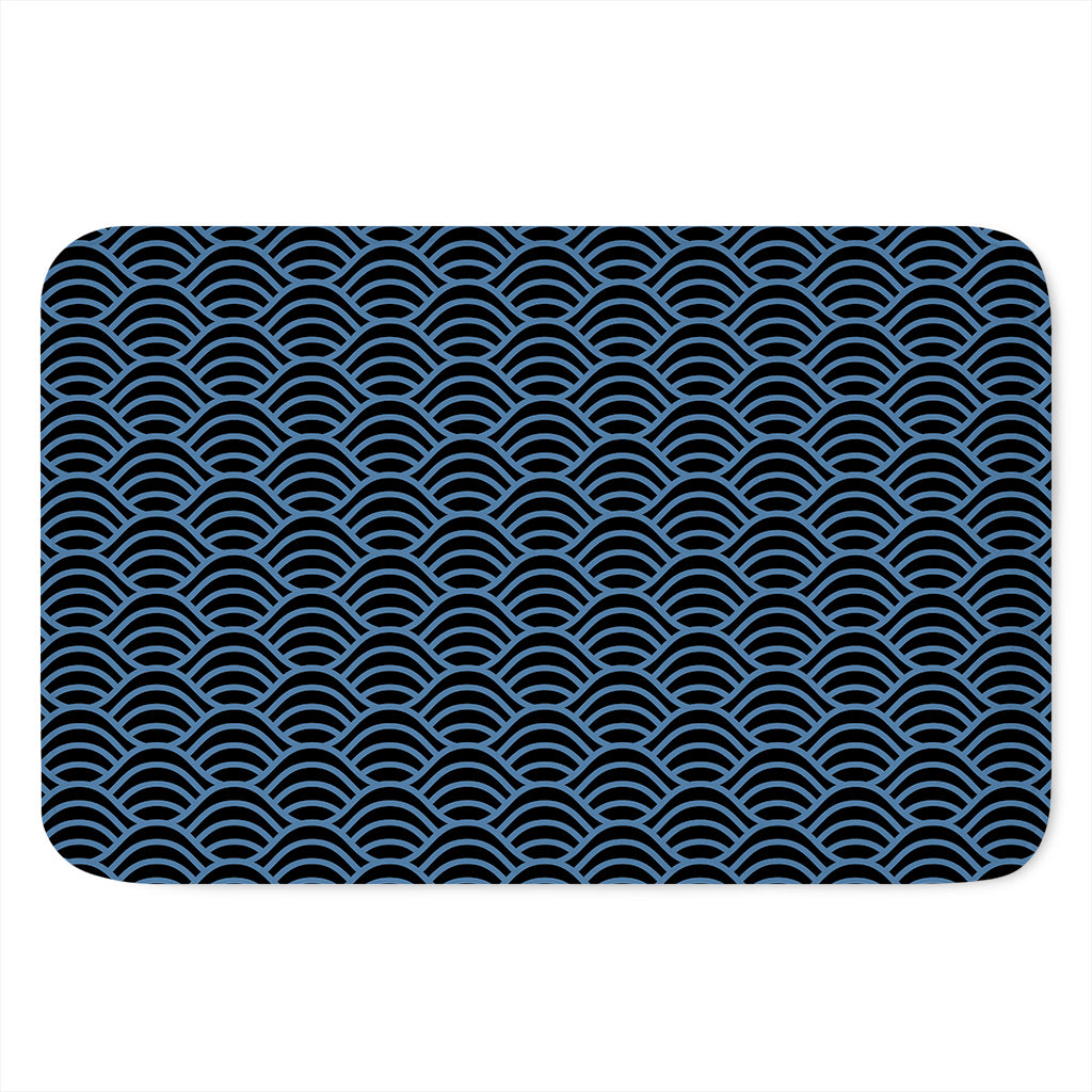 Blue And Black Japanese Pattern Print Indoor Door Mat