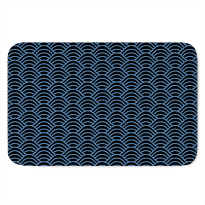 Blue And Black Japanese Pattern Print Indoor Door Mat