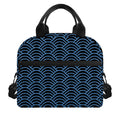 Blue And Black Japanese Pattern Print Insulated Lunch Bag