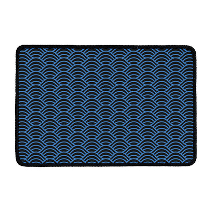 Blue And Black Japanese Pattern Print Kitchen Mat