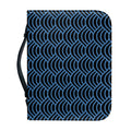 Blue And Black Japanese Pattern Print Leather Bible Cover