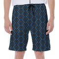 Blue And Black Japanese Pattern Print Men's Beach Shorts
