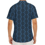 Blue And Black Japanese Pattern Print Men's Deep V-Neck Shirt